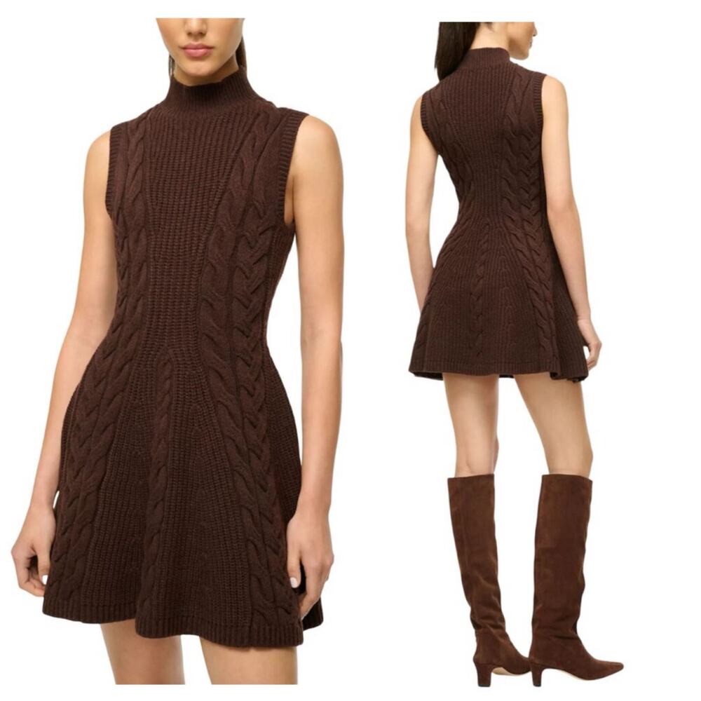 Staud Charade Sweater Dress Size Small Brown Wool Sleeveless Chic Minimalist